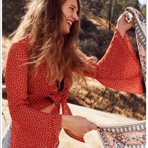 Urban Outfitters Red Bell Tie Top
